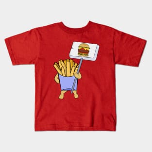 French fries protesting in favor of hamburgers Kids T-Shirt